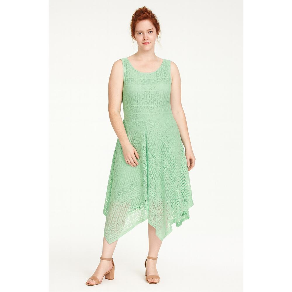 RONNI NICOLE Women's Lace Dress Large Pastel Mint Green Floral Holidays - Picture 1 of 6